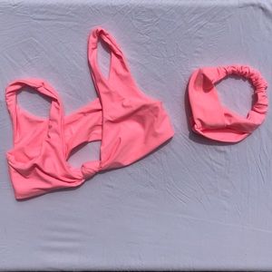 ❤️ Blackbough Swim Bikini Cleo Top Pink Women’s size Medium Matching Headband